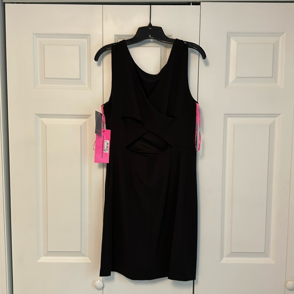 NWT Betsey Johnson Cutout Back Scuba Crepe Dress, Black, size 10 Style#: FK01K43